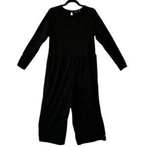 Asos Design Jumpsuit Womens Size 10 Black Flowy Wide Leg Pants Keyhole Back‎